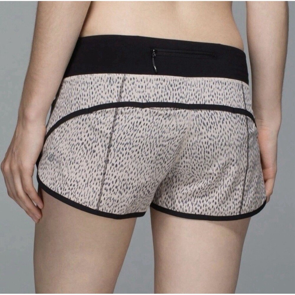 Lululemon Run Speed Short 4 Way Stretch Dottie Dash Grain Black Women’s 6